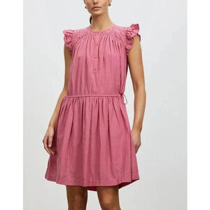 Magali Pascal Valeria Shift Dress - Tiered Ruffle Sleeves Smocked Detail